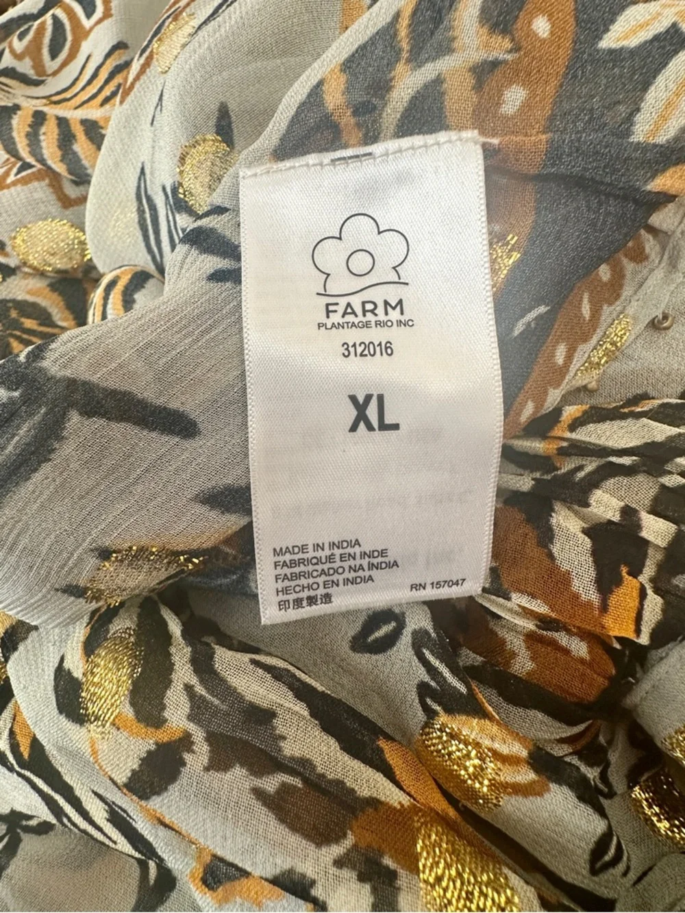 FARM Rio Floral Flowing Tunic w/ Draped Back & Gold Embellishments NWOT - Picture 11 of 11